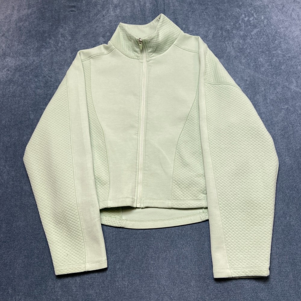 Spyder Active Activewear Jacket Womens L Lime Green Stretch Mock Neck Full Zip